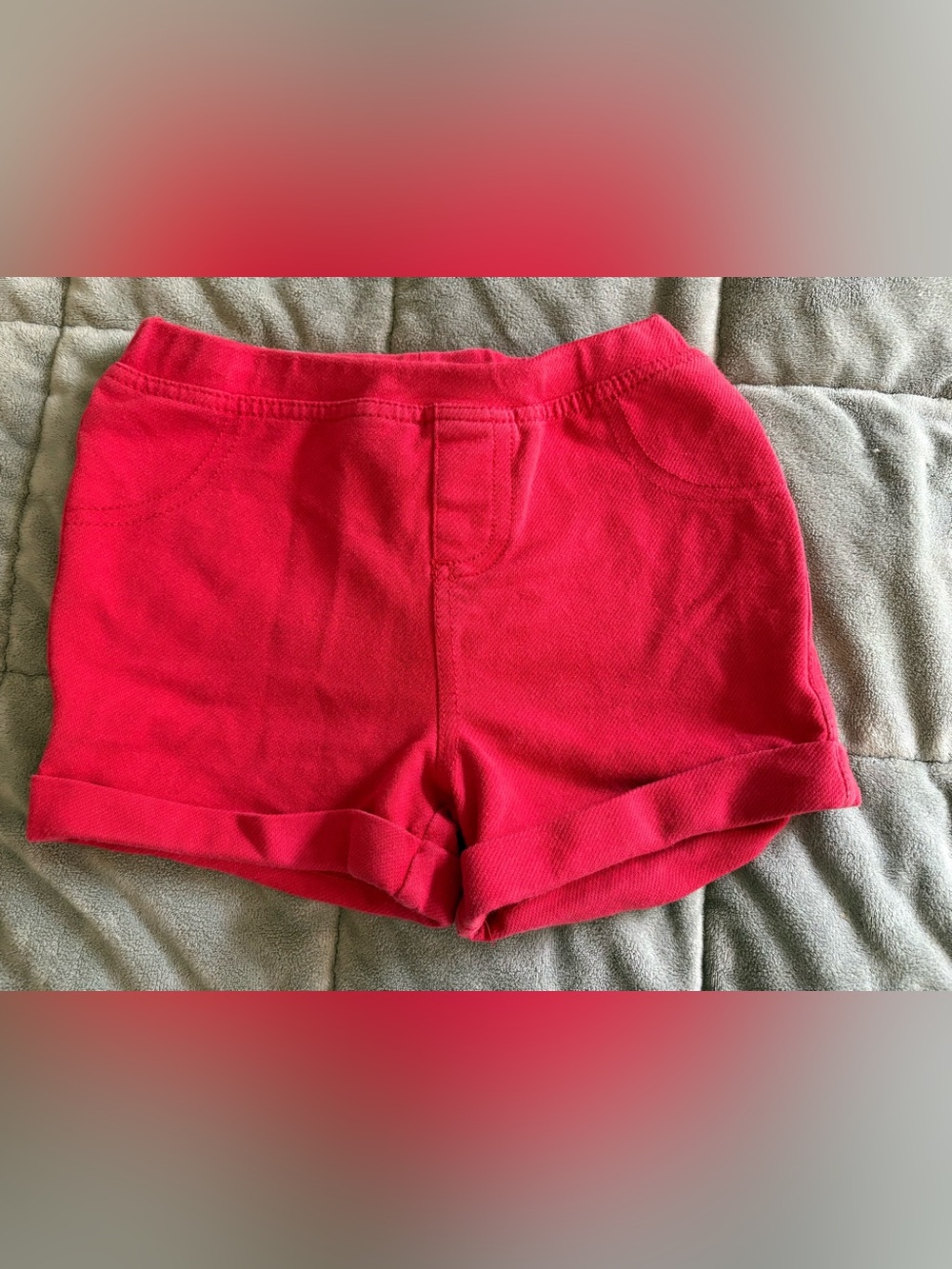 Bright Red Rolled Hem Knit Shorts